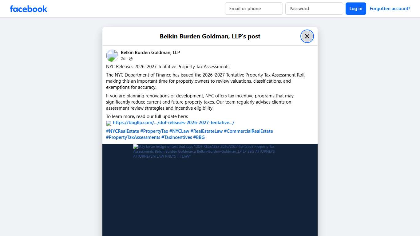 NYC Releases 2026–2027... - Belkin Burden Goldman, LLP Facebook