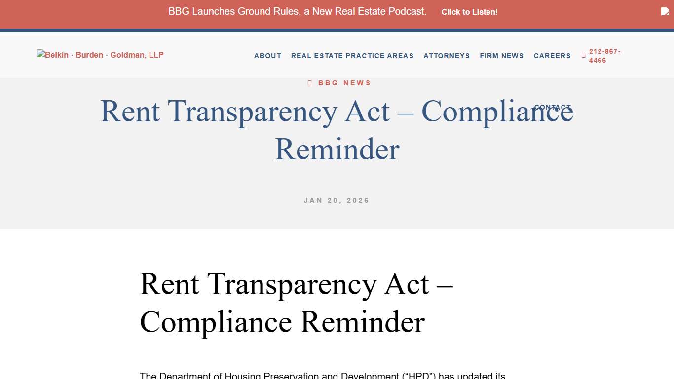Rent Transparency Act – Compliance Reminder