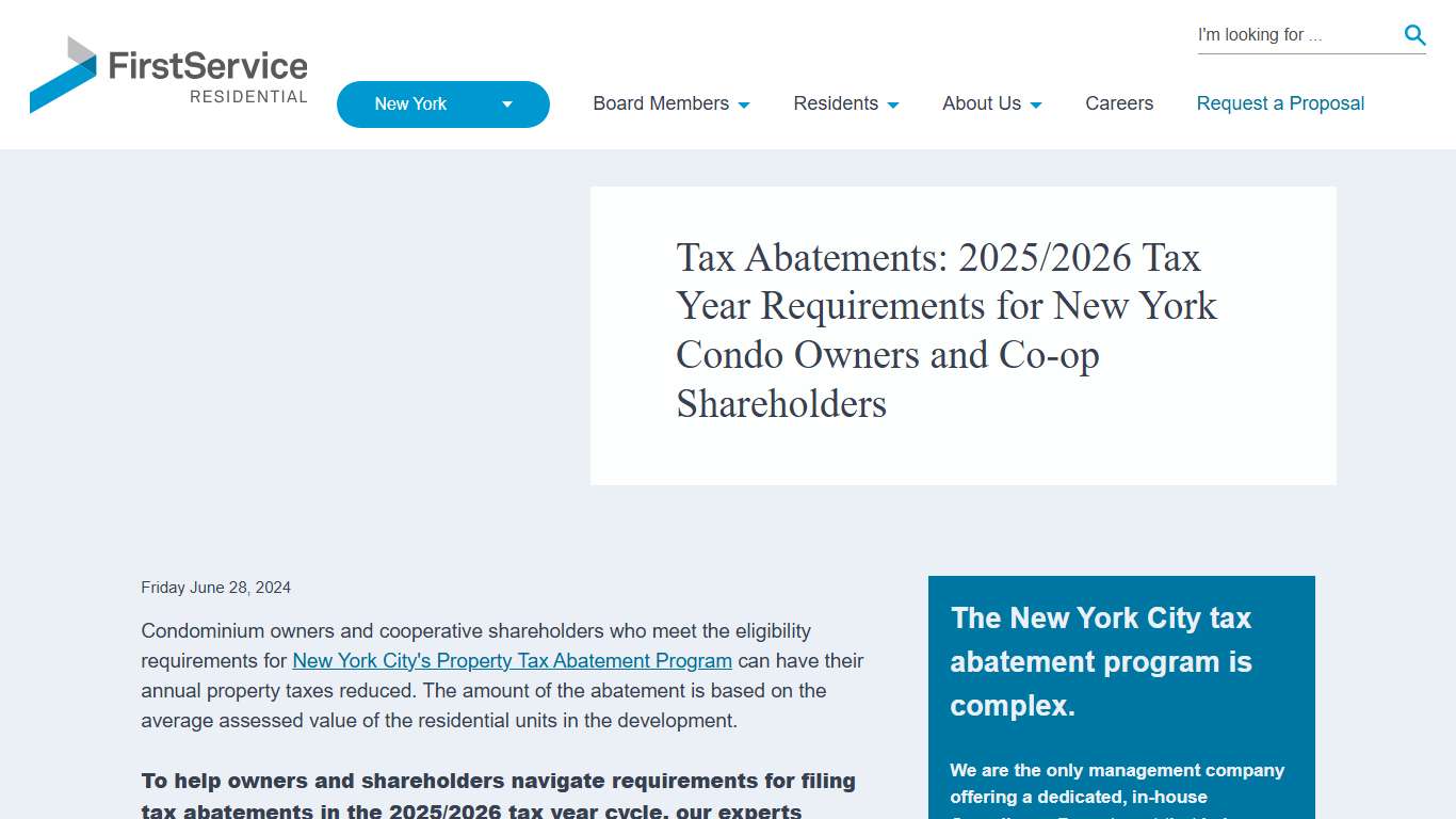2025/2026 Cooperative and Condominium Tax Abatement Program